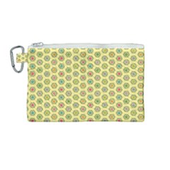 Hexagonal Pattern Unidirectional Yellow Canvas Cosmetic Bag (medium)