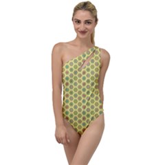 Hexagonal Pattern Unidirectional Yellow To One Side Swimsuit by HermanTelo