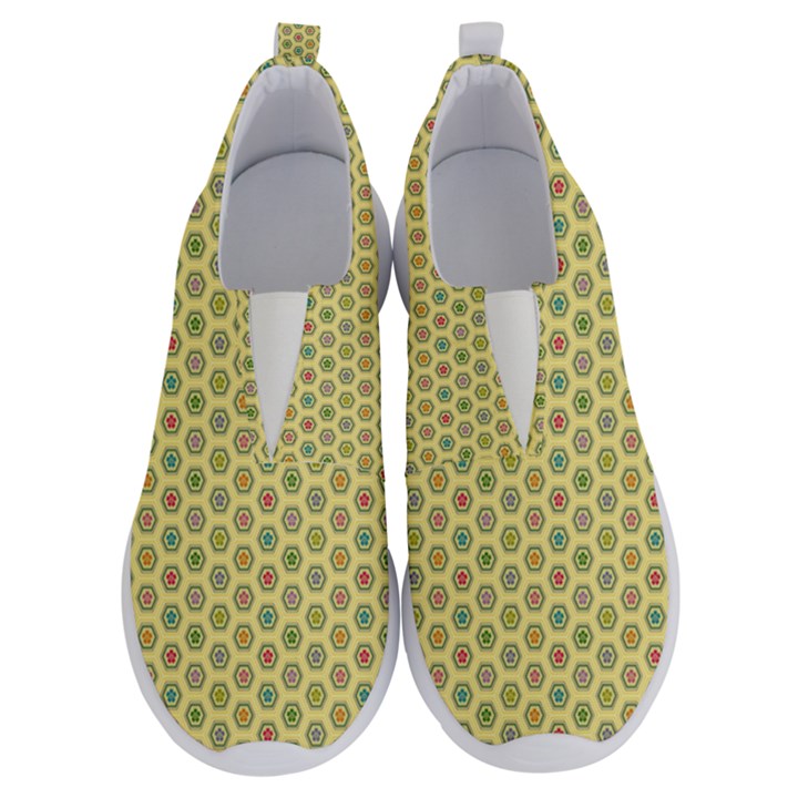 Hexagonal Pattern Unidirectional Yellow No Lace Lightweight Shoes