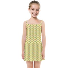 Hexagonal Pattern Unidirectional Yellow Kids  Summer Sun Dress