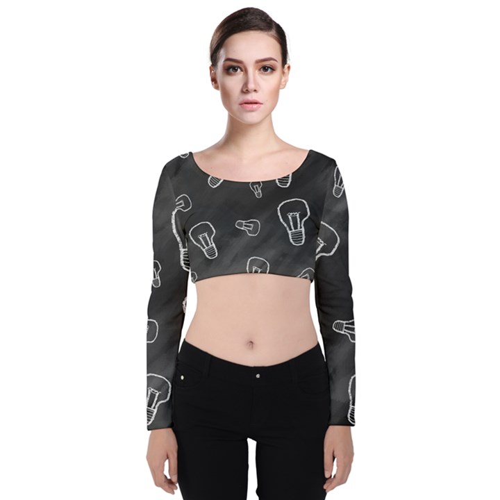 Many Lamps Background Velvet Long Sleeve Crop Top