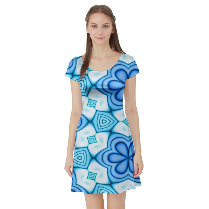 Pattern Abstract Wallpaper Short Sleeve Skater Dress