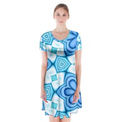 Pattern Abstract Wallpaper Short Sleeve V-neck Flare Dress