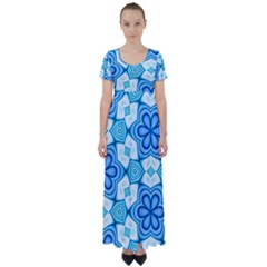 Pattern Abstract Wallpaper High Waist Short Sleeve Maxi Dress