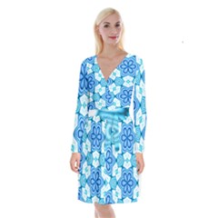 Pattern Abstract Wallpaper Long Sleeve Velvet Front Wrap Dress