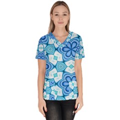 Pattern Abstract Wallpaper Women s V-neck Scrub Top