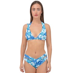 Pattern Abstract Wallpaper Double Strap Halter Bikini Set