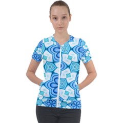 Pattern Abstract Wallpaper Short Sleeve Zip Up Jacket