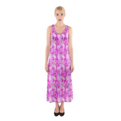 Maple Leaf Plant Seamless Pattern Sleeveless Maxi Dress