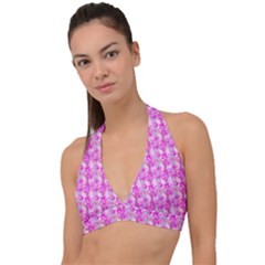 Maple Leaf Plant Seamless Pattern Halter Plunge Bikini Top