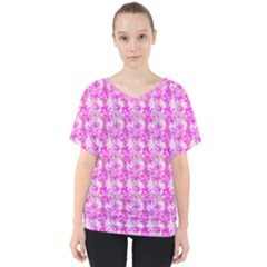 Maple Leaf Plant Seamless Pattern V-neck Dolman Drape Top