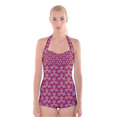 Pattern New Seamless Boyleg Halter Swimsuit 