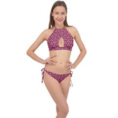 Pattern New Seamless Cross Front Halter Bikini Set