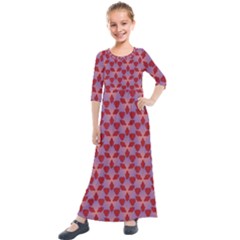 Pattern New Seamless Kids  Quarter Sleeve Maxi Dress