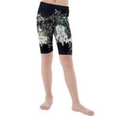 Awesome Tiger With Flowers Kids  Mid Length Swim Shorts by FantasyWorld7