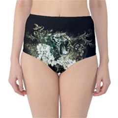 Awesome Tiger With Flowers Classic High-waist Bikini Bottoms by FantasyWorld7