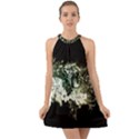 Awesome Tiger With Flowers Halter Tie Back Chiffon Dress View1