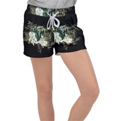 Awesome Tiger With Flowers Women s Velour Lounge Shorts by FantasyWorld7