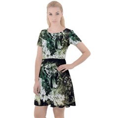 Awesome Tiger With Flowers Cap Sleeve Velour Dress  by FantasyWorld7