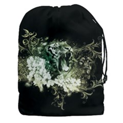 Awesome Tiger With Flowers Drawstring Pouch (xxxl)