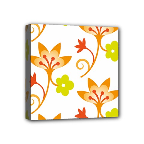 Pattern Floral Spring Map Gift Mini Canvas 4  X 4  (stretched)