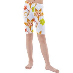 Pattern Floral Spring Map Gift Kids  Mid Length Swim Shorts