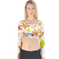 Pattern Floral Spring Map Gift Long Sleeve Crop Top by HermanTelo