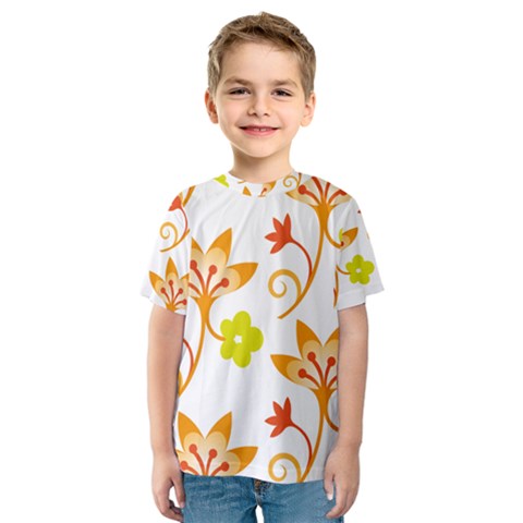 Pattern Floral Spring Map Gift Kids  Sport Mesh Tee by HermanTelo