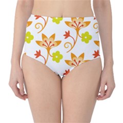 Pattern Floral Spring Map Gift Classic High-waist Bikini Bottoms