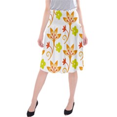 Pattern Floral Spring Map Gift Midi Beach Skirt by HermanTelo