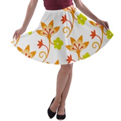 Pattern Floral Spring Map Gift A-line Skater Skirt