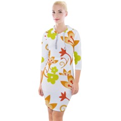 Pattern Floral Spring Map Gift Quarter Sleeve Hood Bodycon Dress