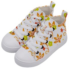 Pattern Floral Spring Map Gift Kids  Mid-top Canvas Sneakers by HermanTelo