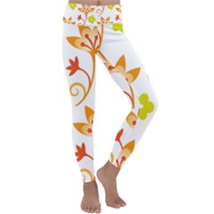 Pattern Floral Spring Map Gift Kids  Lightweight Velour Classic Yoga Leggings