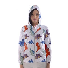 Pattern Dinosaurs Women s Hooded Windbreaker