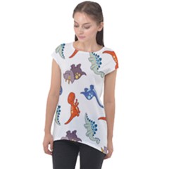 Pattern Dinosaurs Cap Sleeve High Low Top by HermanTelo