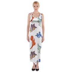 Pattern Dinosaurs Fitted Maxi Dress