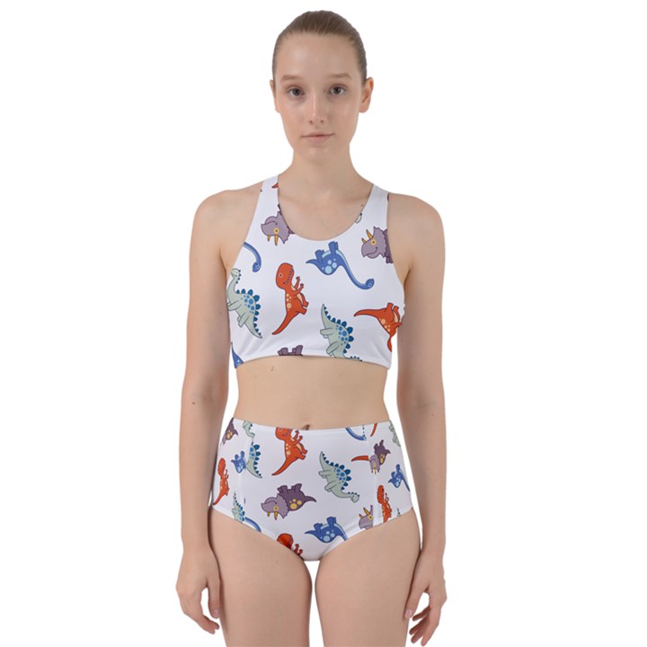 Pattern Dinosaurs Racer Back Bikini Set