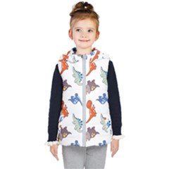 Pattern Dinosaurs Kids  Hooded Puffer Vest by HermanTelo