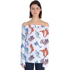 Pattern Dinosaurs Off Shoulder Long Sleeve Top