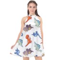 Pattern Dinosaurs Halter Neckline Chiffon Dress  View1