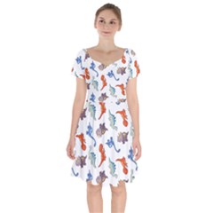 Pattern Dinosaurs Short Sleeve Bardot Dress