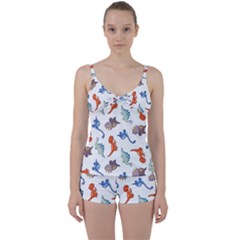 Pattern Dinosaurs Tie Front Two Piece Tankini