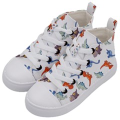 Pattern Dinosaurs Kids  Mid-top Canvas Sneakers