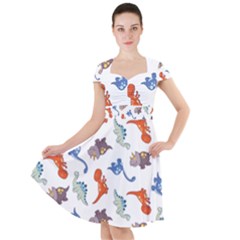 Pattern Dinosaurs Cap Sleeve Midi Dress