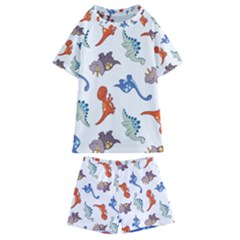 Pattern Dinosaurs Kids  Swim Tee And Shorts Set