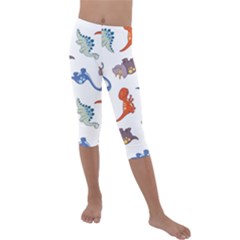 Pattern Dinosaurs Kids  Lightweight Velour Capri Leggings 