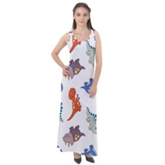 Pattern Dinosaurs Sleeveless Velour Maxi Dress