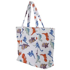 Pattern Dinosaurs Zip Up Canvas Bag