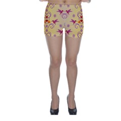 Pattern Bird Flower Skinny Shorts by HermanTelo